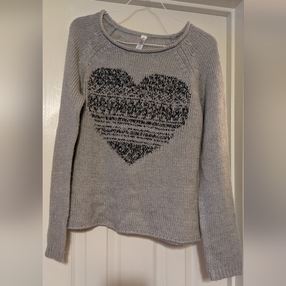 Bethany Mota Gray Sweater with Black Heart Design